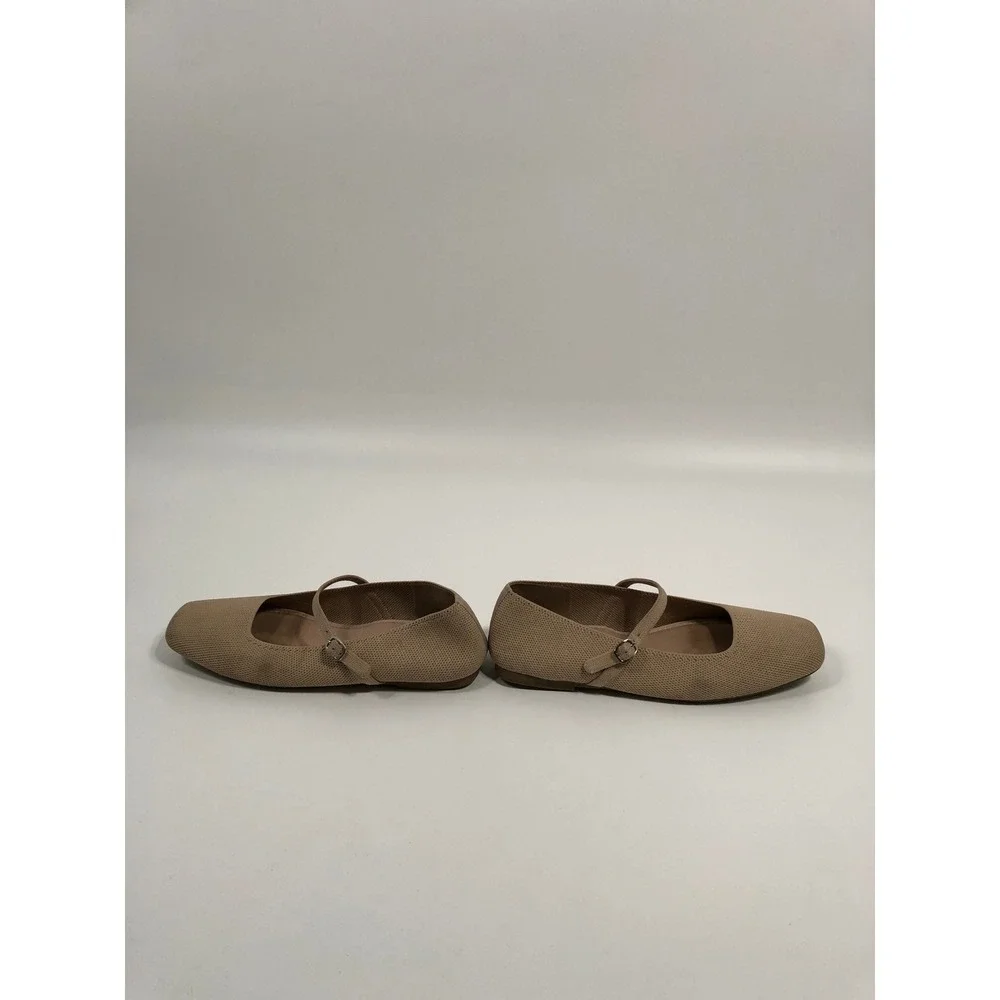 Womens Mary Jane Ballet Flats 10 Beige Neutral 90s Minimalist Capsule Office